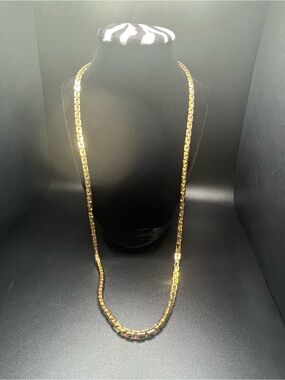 Vintage Monet Gold Tone Chain Necklace 30” Long Link Necklace Statement Chain
